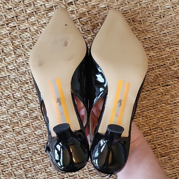 Sam Edelman Black Patent Leather Bianca Slingback Heels Size 6 - Picture 6 of 9
